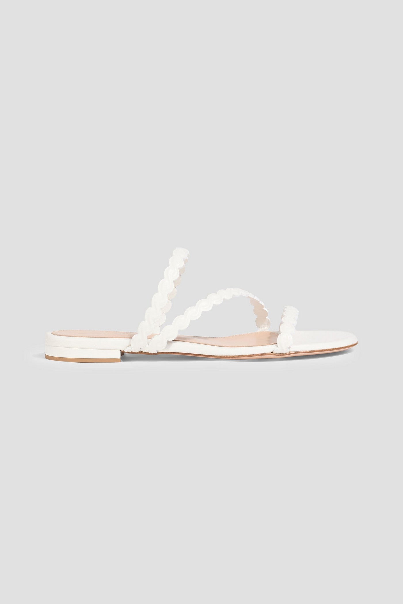 Gianvito Rossi Kai 05 Scalloped Leather Sandals White Women's
