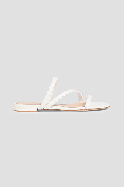 Gianvito Rossi Kai 05 Scalloped Leather Sandals White Women's
