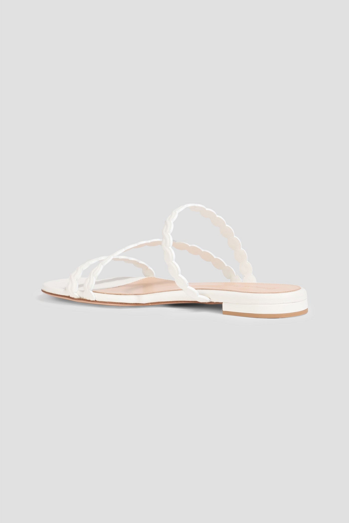 Gianvito Rossi Kai 05 Scalloped Leather Sandals White Women's