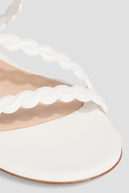 Gianvito Rossi Kai 05 Scalloped Leather Sandals White Women's