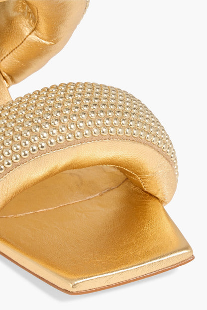 Cult Gaia Rue Studded Metallic Padded Leather Mules Gold Women's