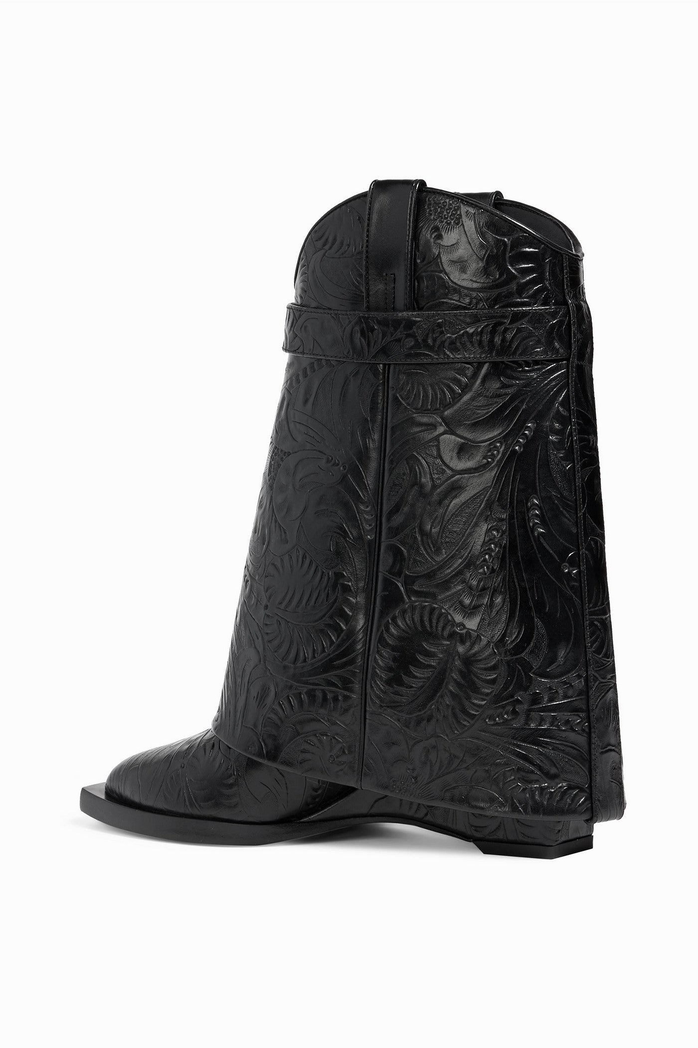 Givenchy Shark Lock Embossed Leather Cowboy Boots Black Women's