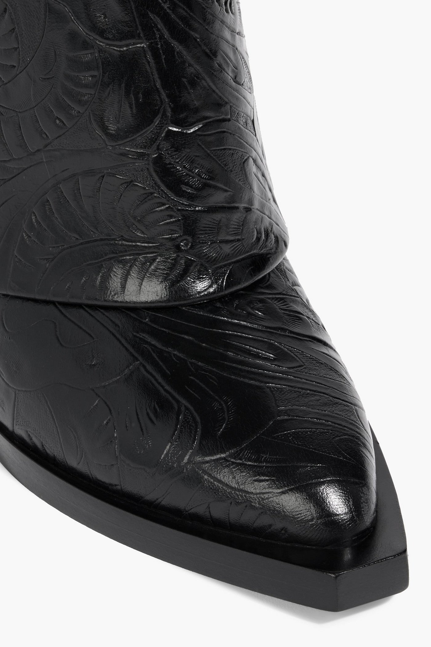 Givenchy Shark Lock Embossed Leather Cowboy Boots Black Women's