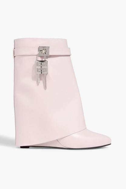 Givenchy Shark Lock Leather Ankle Boots Baby Pink Women's