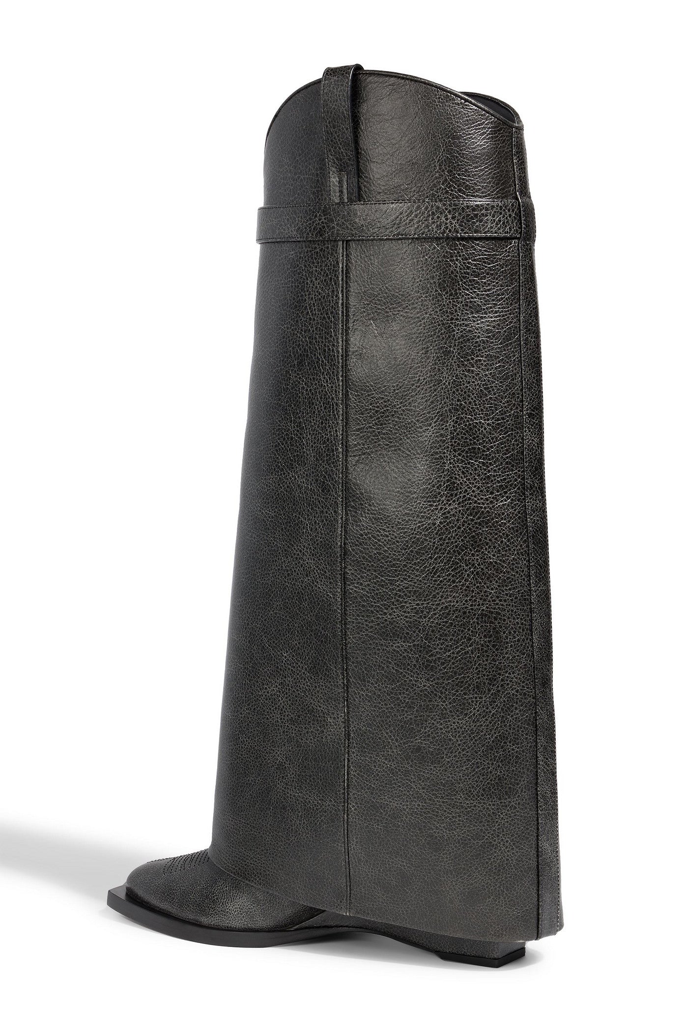 Givenchy Shark Lock Textured-Leather Knee Boots Black Women's