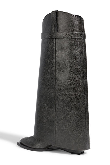 Givenchy Shark Lock Textured-Leather Knee Boots Black Women's