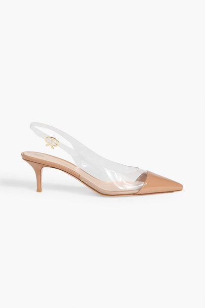 Gianvito Rossi Plexi Sling 55 Leather And Pvc Slingback Pumps Sand Women's