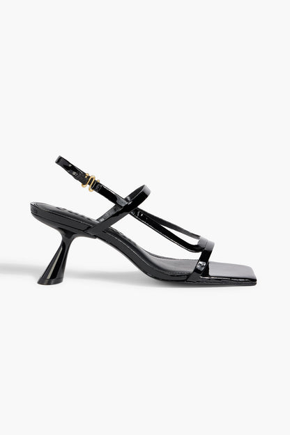 Cult Gaia Reina Patent-Leather Slingback Sandals Black Women's