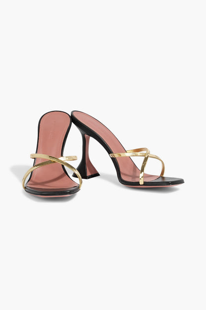Amina Muaddi Henson Embellished Leather Mules Black Women's