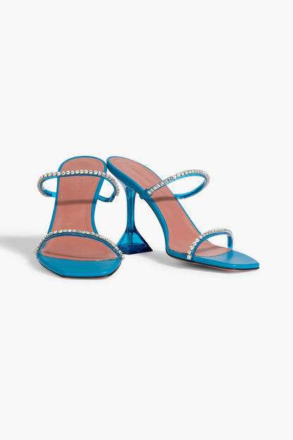 Amina Muaddi Gilda Crystal-Embellished Pvc Mules Azure Women's