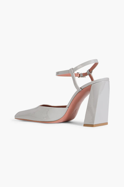 Amina Muaddi Charlotte 95 Patent-Leather Pumps Gray Women's