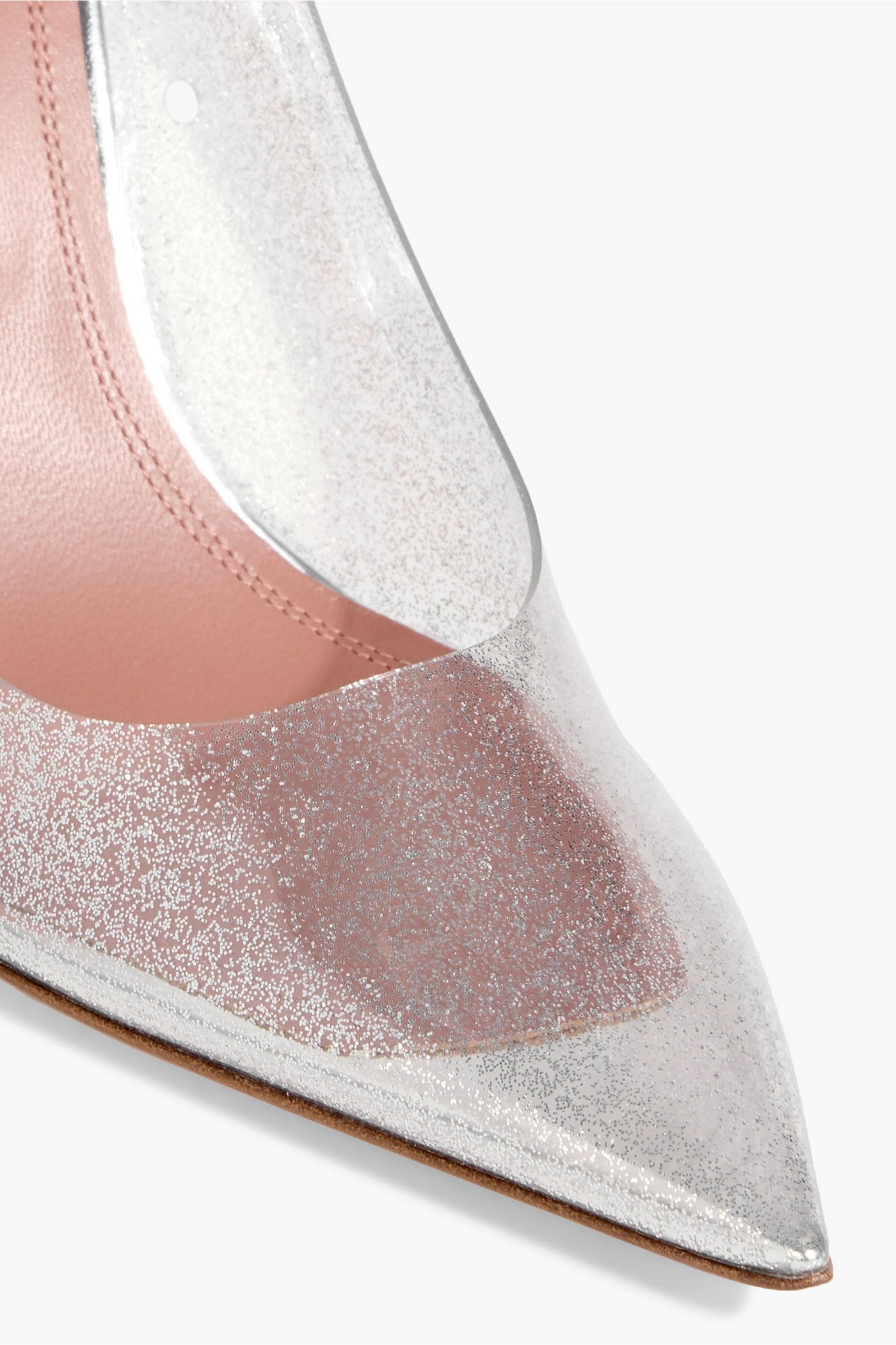 Amina Muaddi Ami Glittered Pvc Pumps Silver Women's
