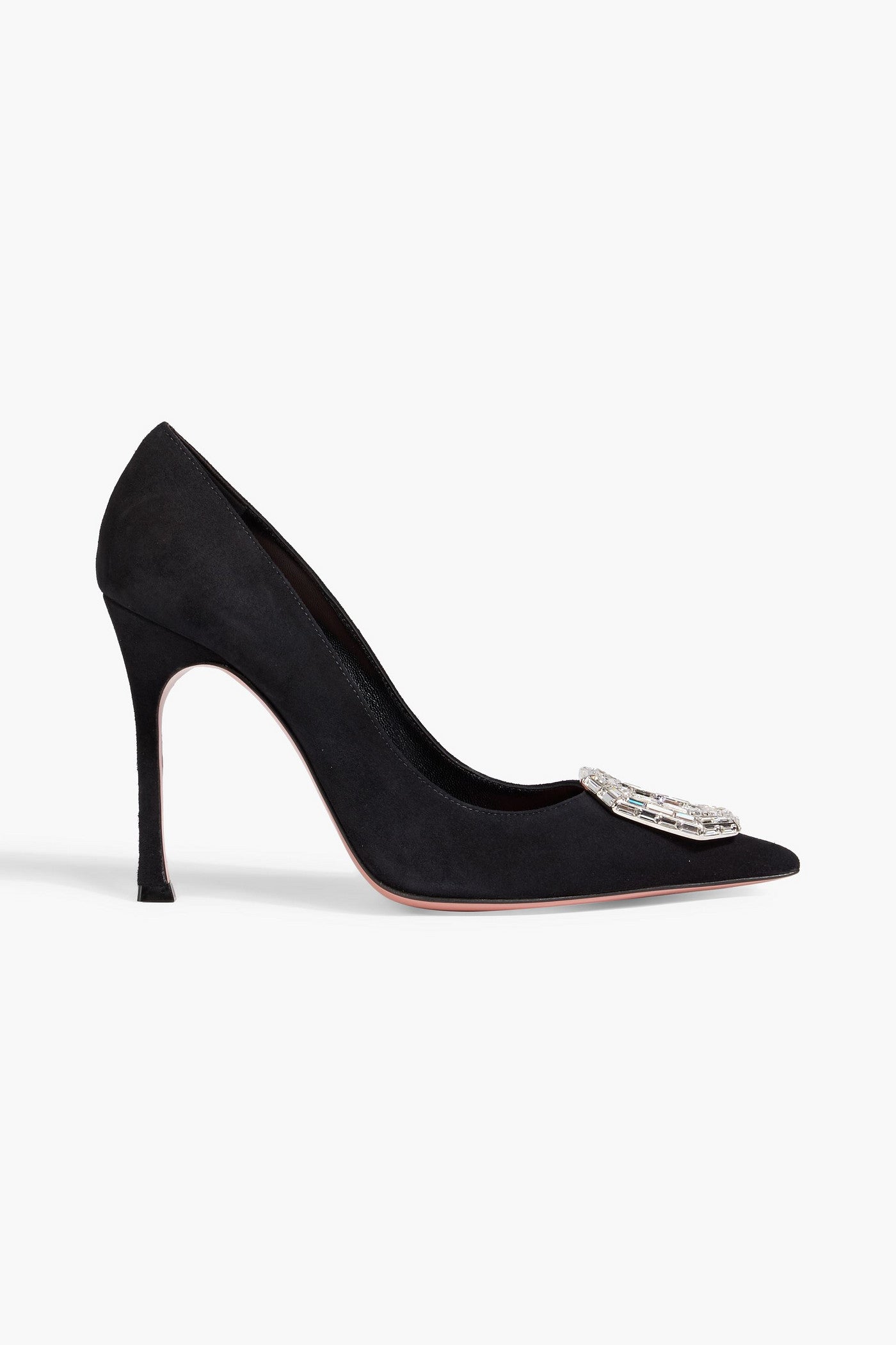 Amina Muaddi Camelia 105 Crystal-Embellished Suede Pumps Black Women's