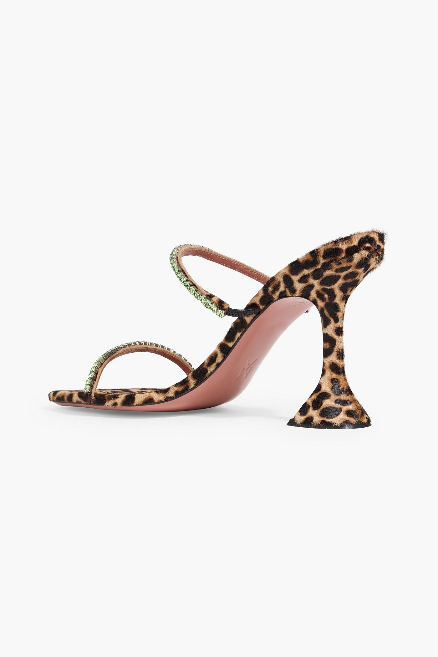 Amina Muaddi Gilda 95 Crystal-Embellished Leopard-Print Calf Hair Mules Animal Print Women's