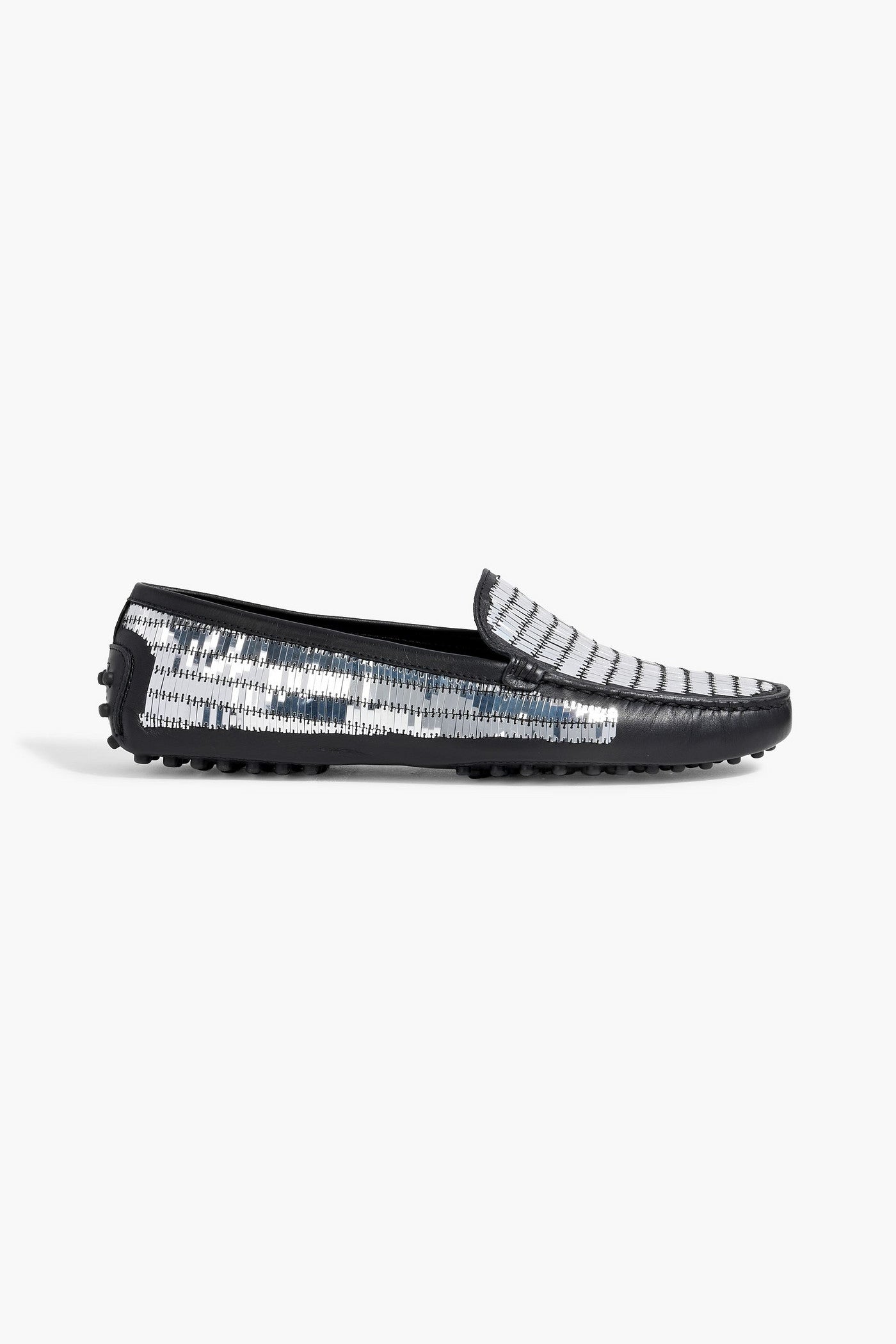 Tod's Embellished Leather Loafers Black Women's