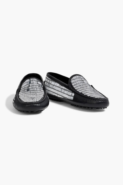 Tod's Embellished Leather Loafers Black Women's