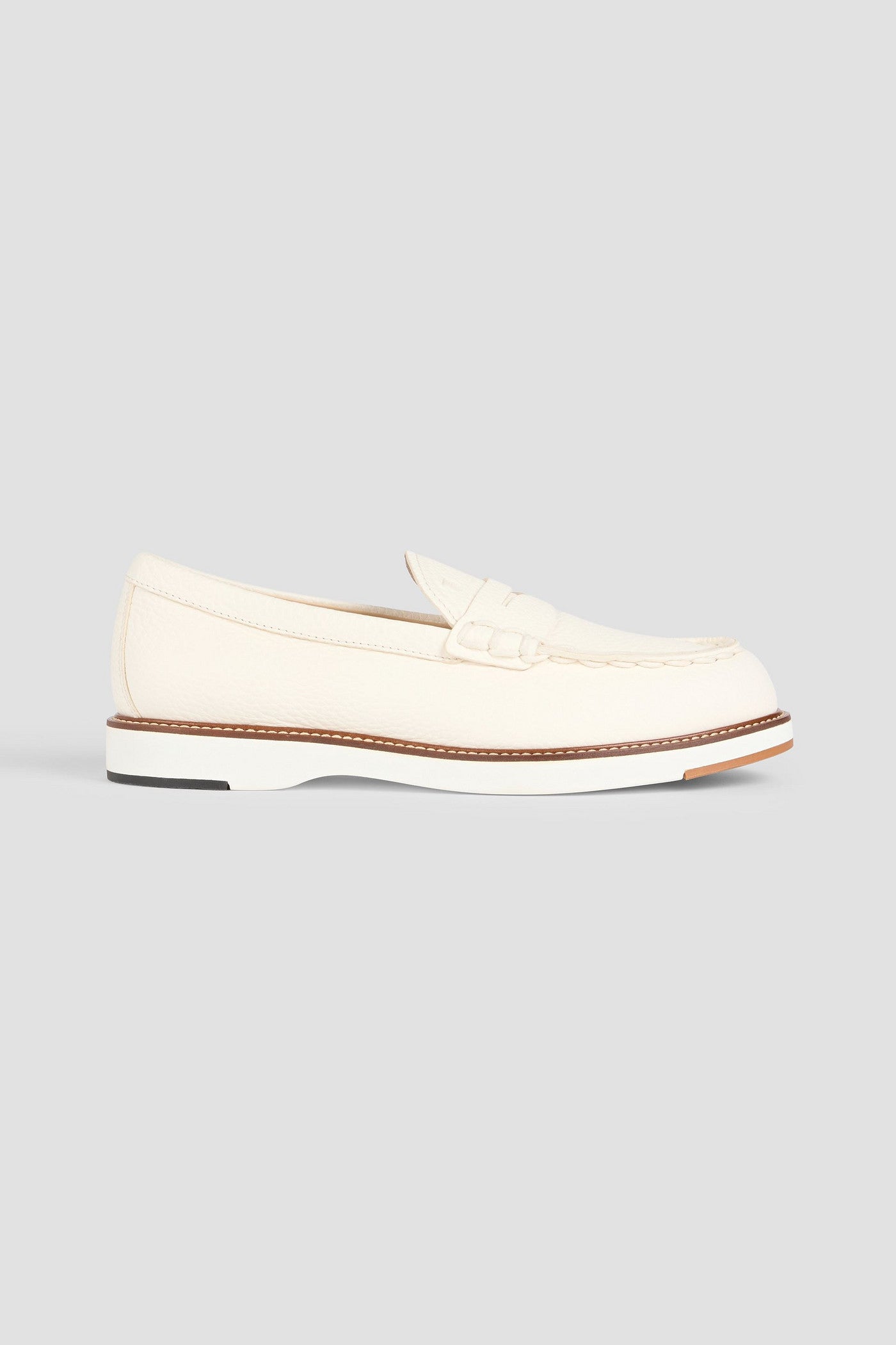 Tod's Pebbled-Leather Boat Shoes Ivory Women's