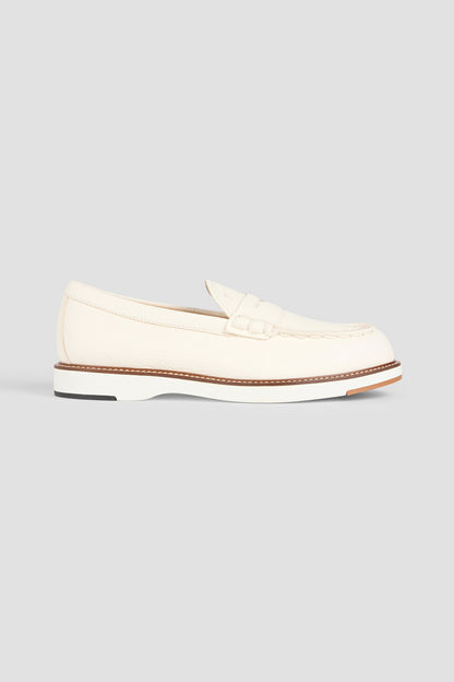 Tod's Pebbled-Leather Boat Shoes Ivory Women's