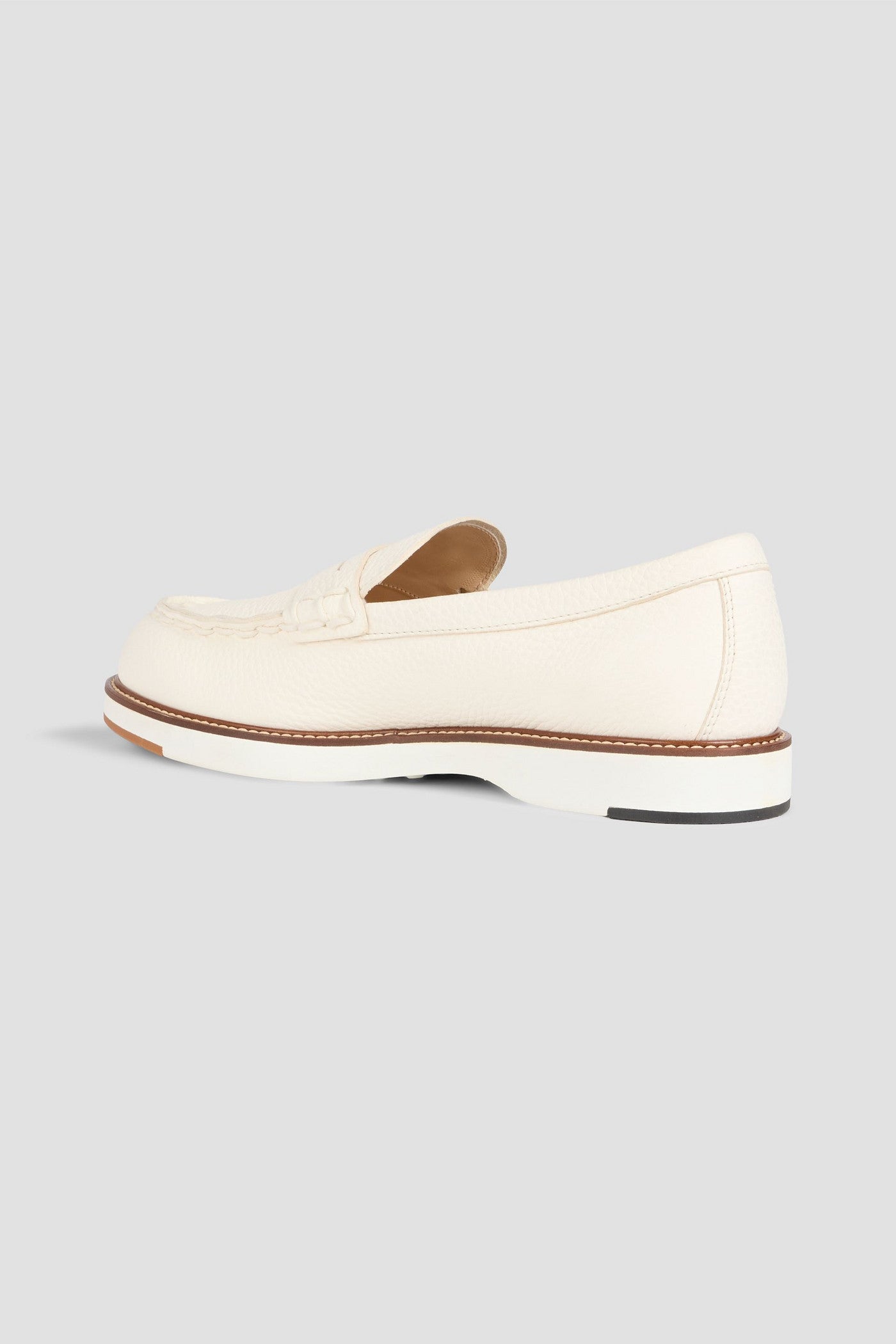 Tod's Pebbled-Leather Boat Shoes Ivory Women's