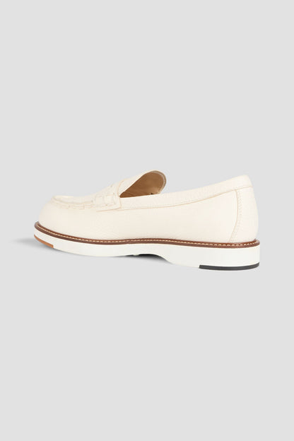 Tod's Pebbled-Leather Boat Shoes Ivory Women's