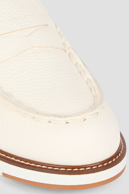 Tod's Pebbled-Leather Boat Shoes Ivory Women's