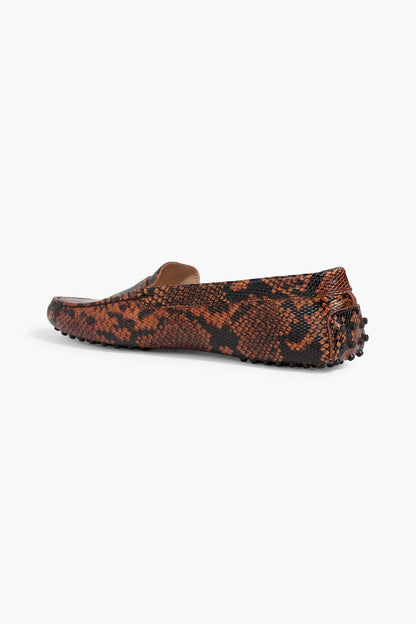 Tod's Gommino Snake-Effect Leather Loafers Tan Women's