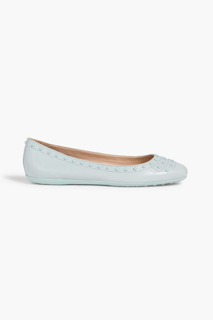 Tod's Studded Leather Ballet Flats Sky Blue Women's