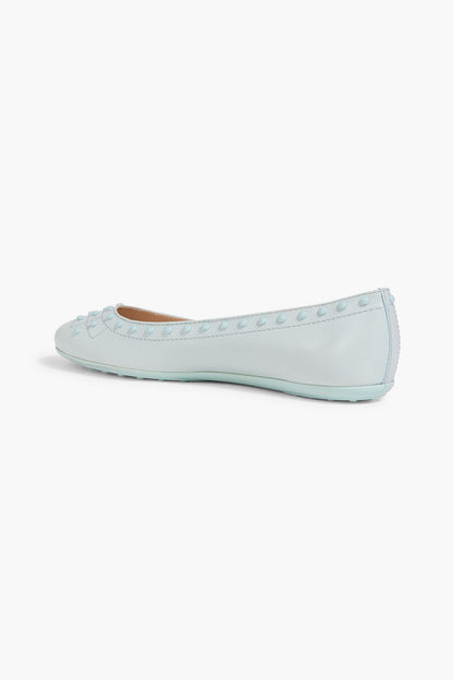 Tod's Studded Leather Ballet Flats Sky Blue Women's