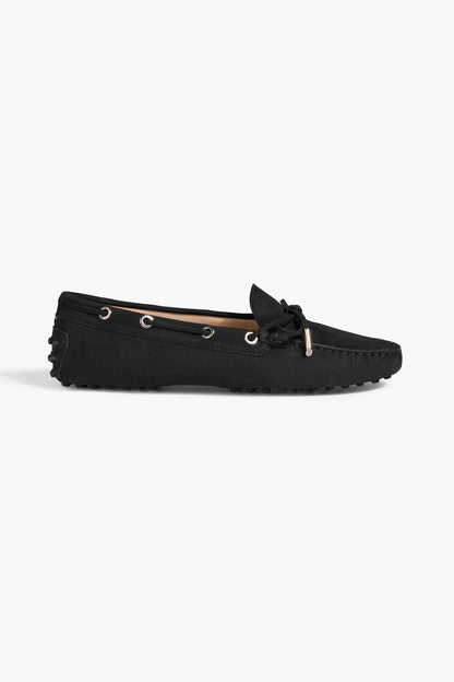 Tod's Heaven Lacetto Nubuck Loafers Black Women's