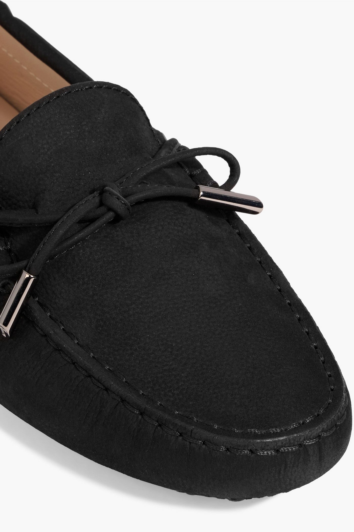 Tod's Heaven Lacetto Nubuck Loafers Black Women's