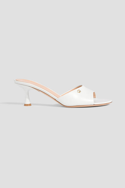 Gianvito Rossi Ascent 55 Leather Mules White Women's