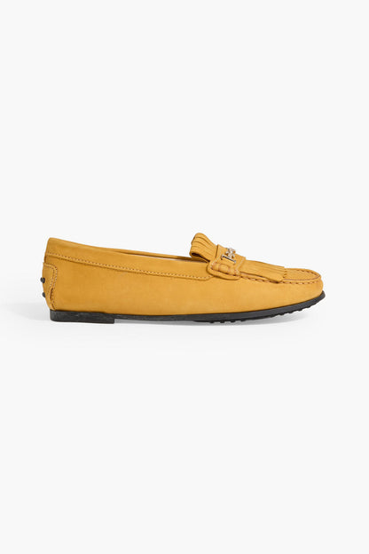 Tod's Fringed Nubuck Loafers Saffron Women's