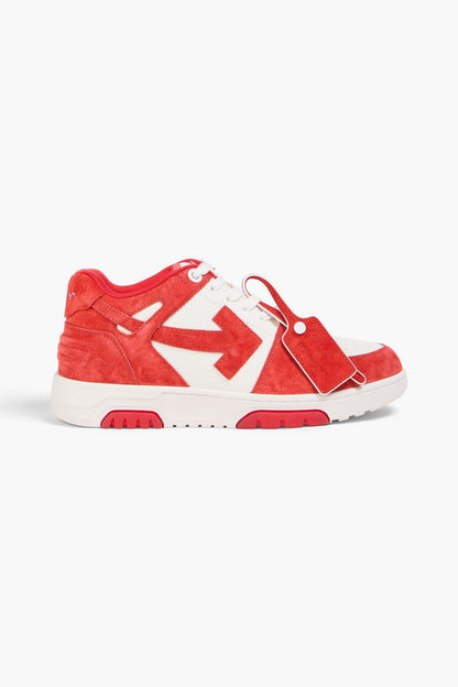 Off-White Out Of Office Suede And Leather Sneakers Tomato Red