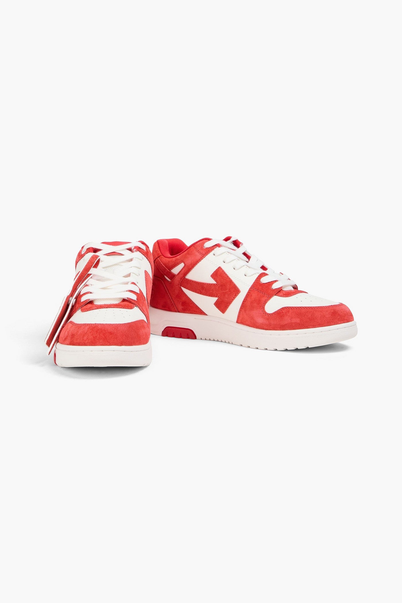 Off-White Out Of Office Suede And Leather Sneakers Tomato Red