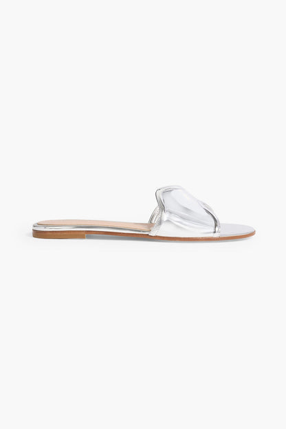 Gianvito Rossi Lucrezia Mirrored-Leather Slides Silver Women's