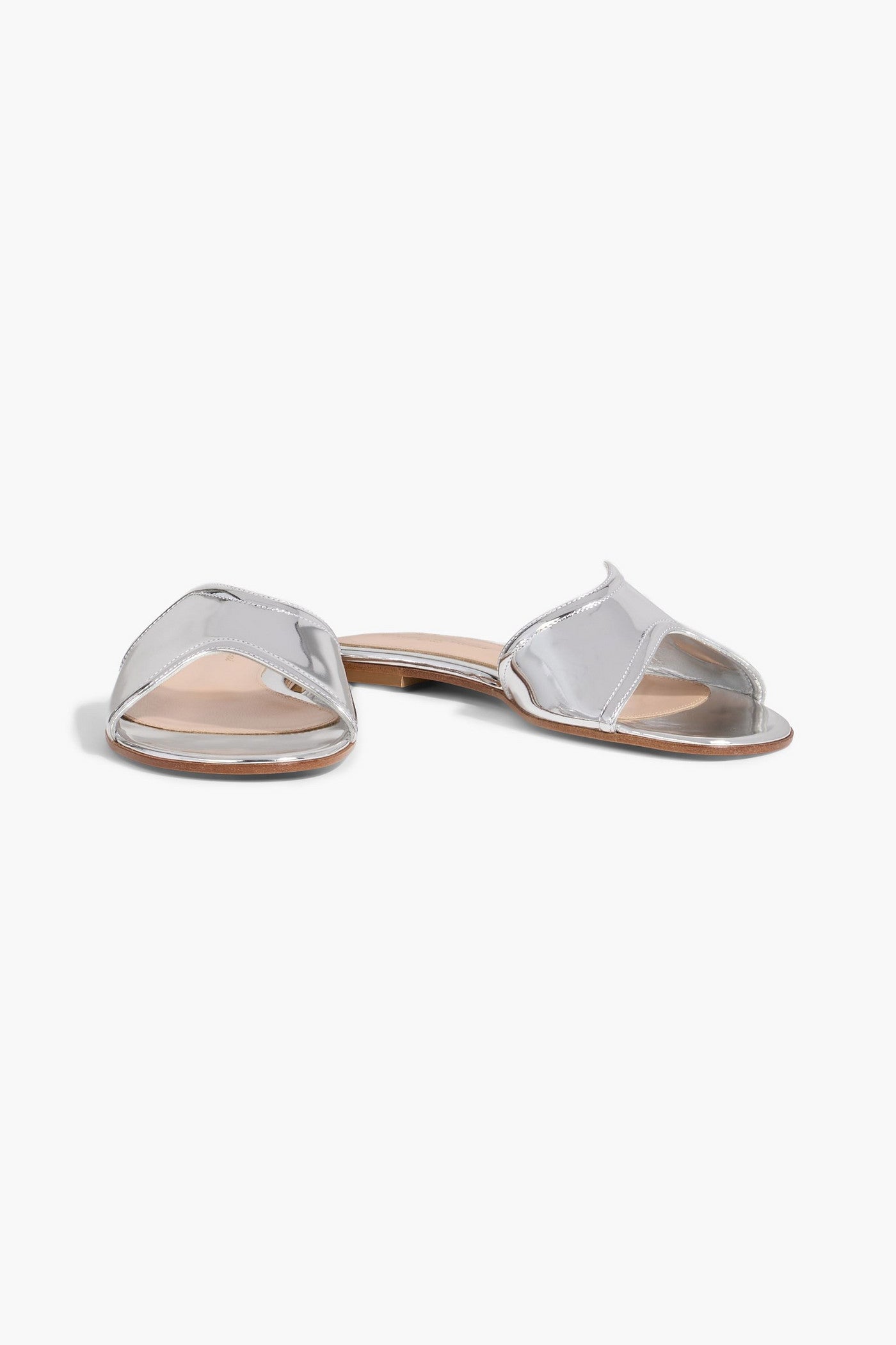Gianvito Rossi Lucrezia Mirrored-Leather Slides Silver Women's