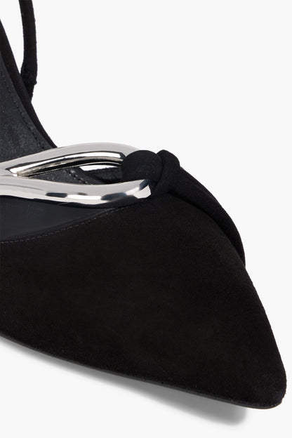 Simkhai Love Knot Embellished Suede Slingback Pumps Black Women's