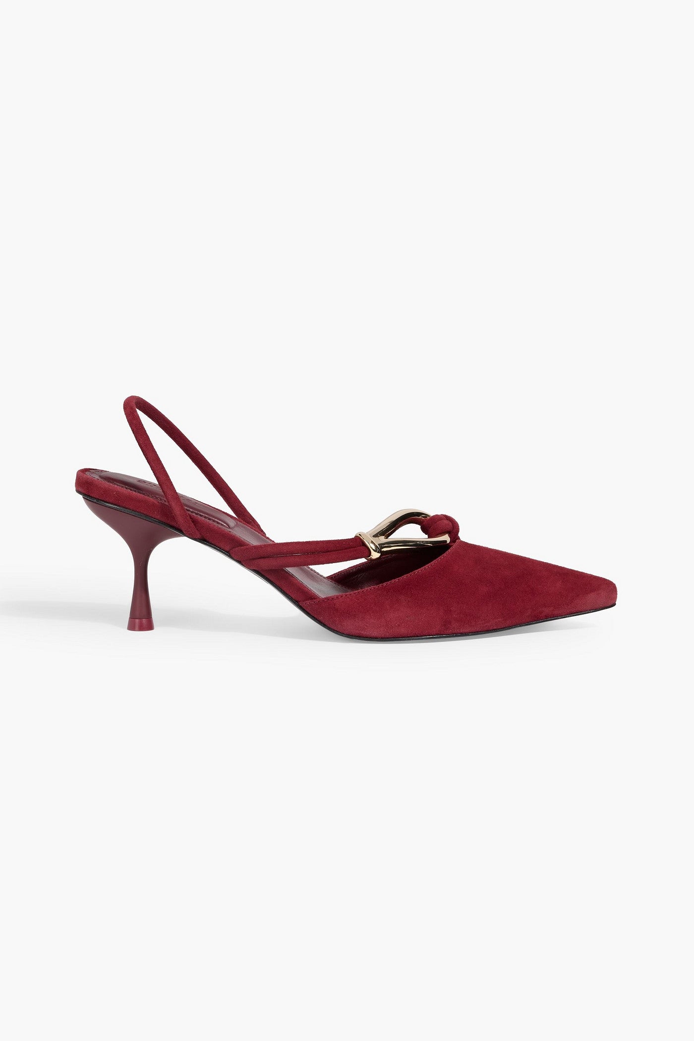Simkhai Love Knot Embellished Suede Slingback Pumps Claret Women's