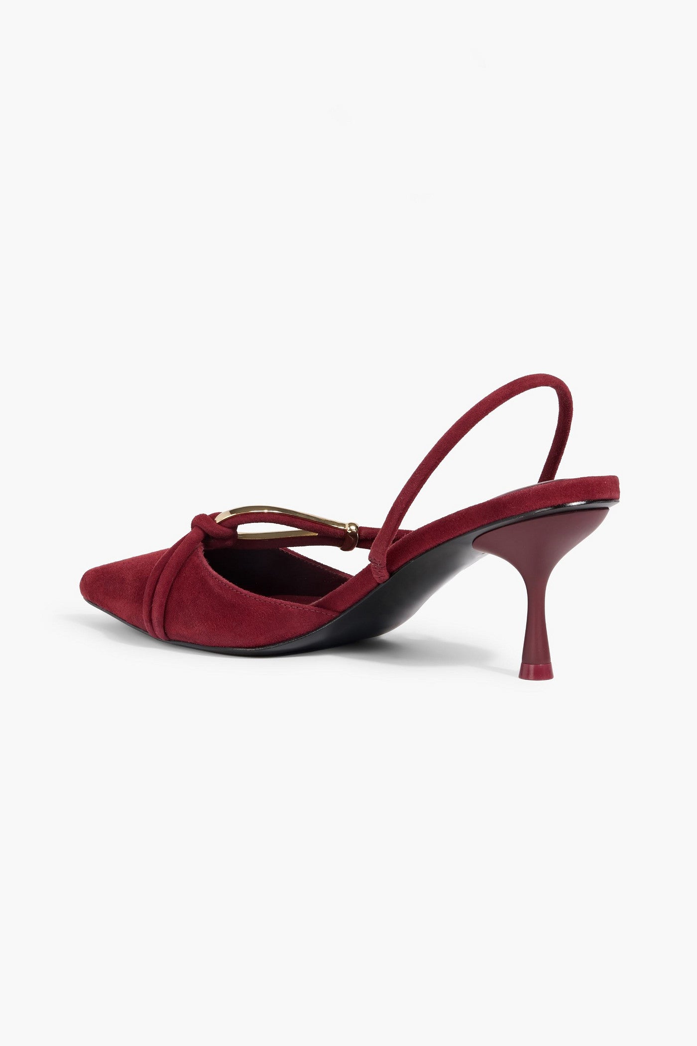Simkhai Love Knot Embellished Suede Slingback Pumps Claret Women's