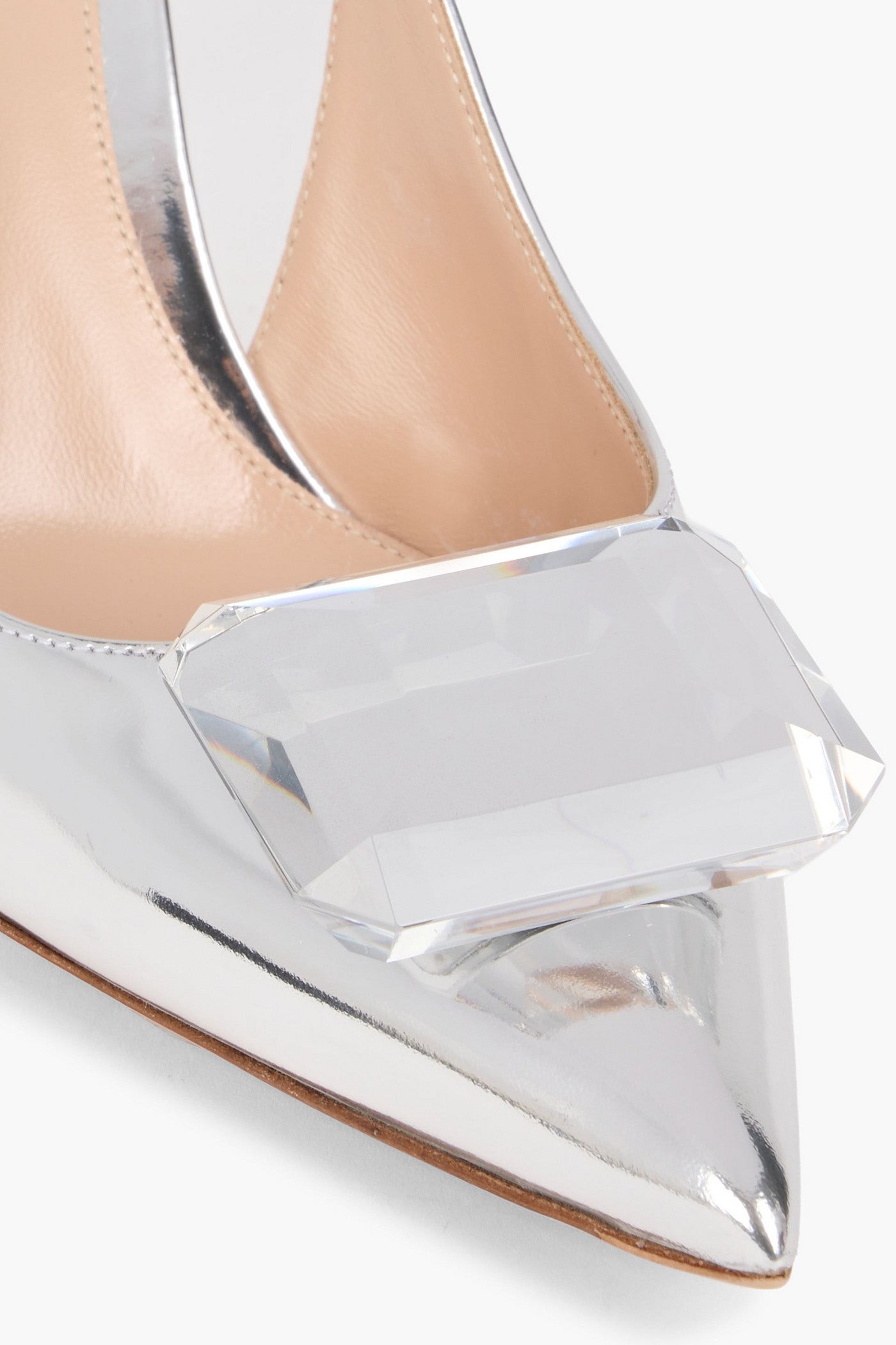 Gianvito Rossi Jaipur Embellished Mirrored-Leather Slingback Pumps Silver Women's
