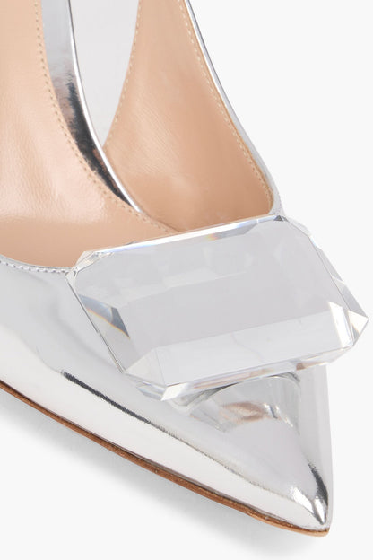 Gianvito Rossi Jaipur Embellished Mirrored-Leather Slingback Pumps Silver Women's