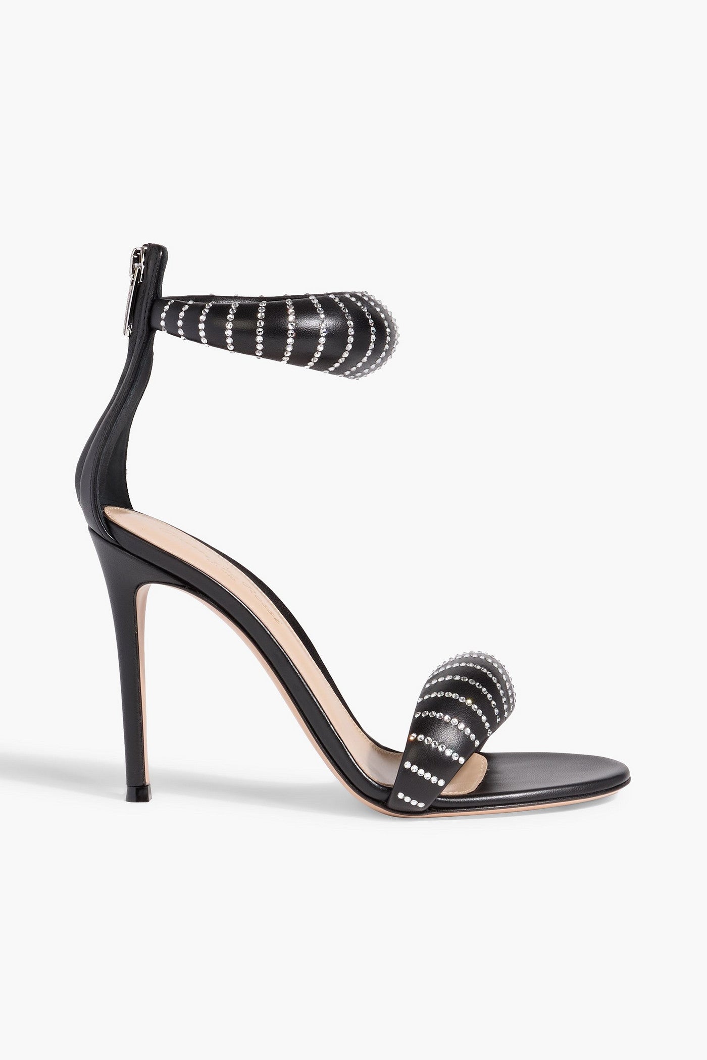 Gianvito Rossi Bijoux Crystal 105 Embellished Padded Leather Sandals Black Women's
