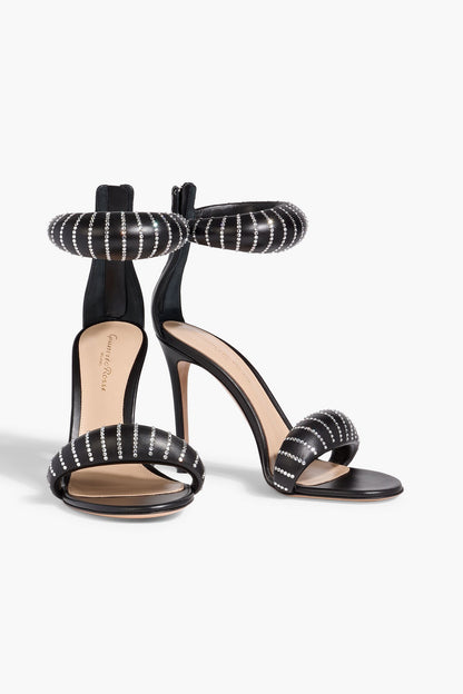 Gianvito Rossi Bijoux Crystal 105 Embellished Padded Leather Sandals Black Women's