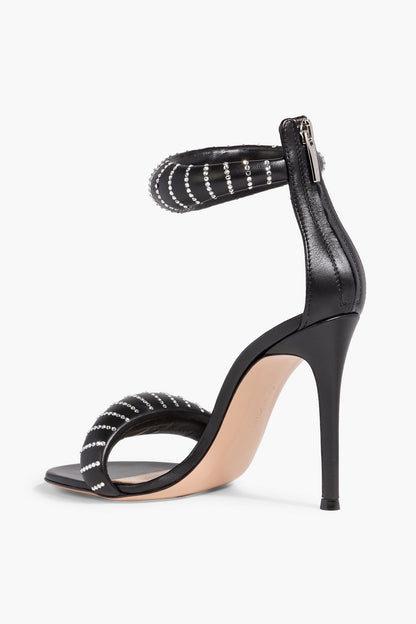 Gianvito Rossi Bijoux Crystal 105 Embellished Padded Leather Sandals Black Women's