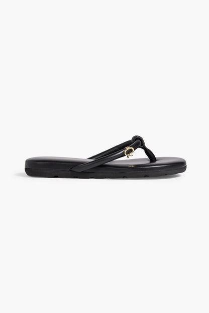 Gianvito Rossi Fiji Padded Leather Flip Flops Black Women's