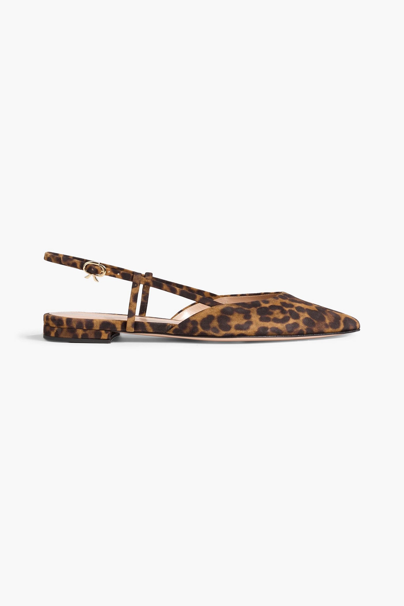 Gianvito Rossi Ascent 05 Leopard-Print Suede Point-Toe Flats Animal Print Women's