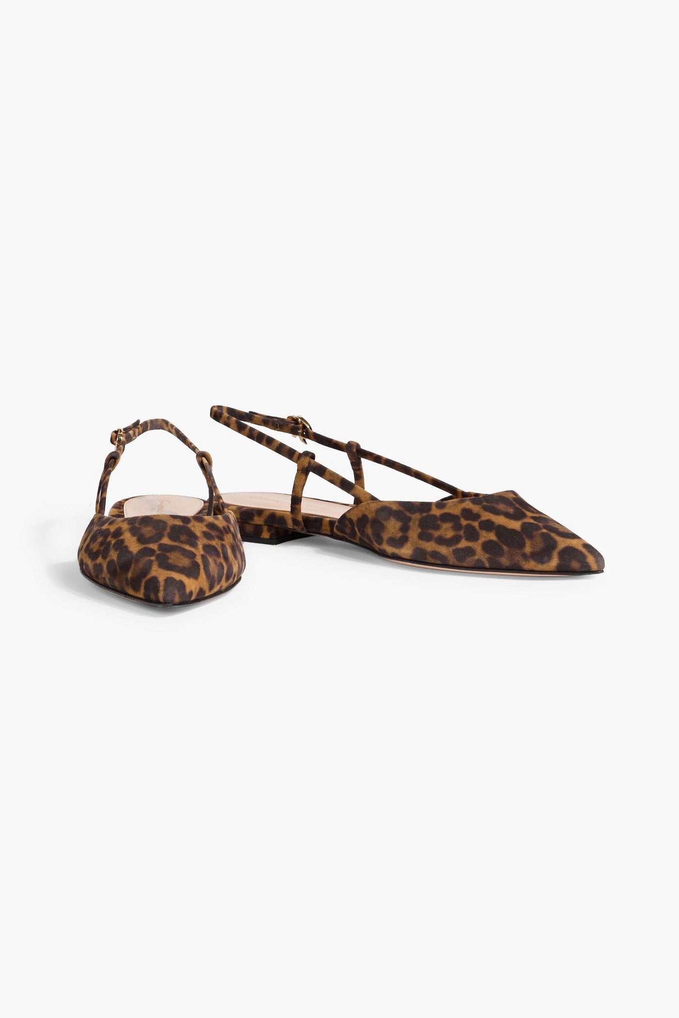 Gianvito Rossi Ascent 05 Leopard-Print Suede Point-Toe Flats Animal Print Women's