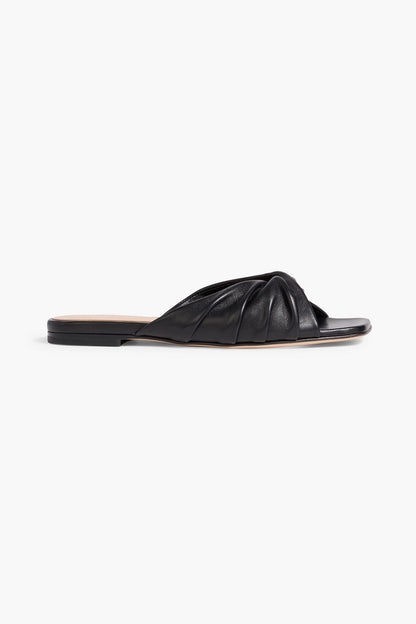 Gianvito Rossi Selene Twisted Leather Slides Black Women's
