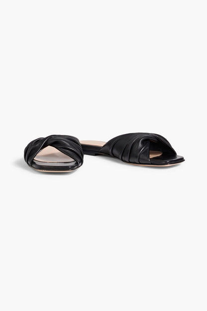 Gianvito Rossi Selene Twisted Leather Slides Black Women's