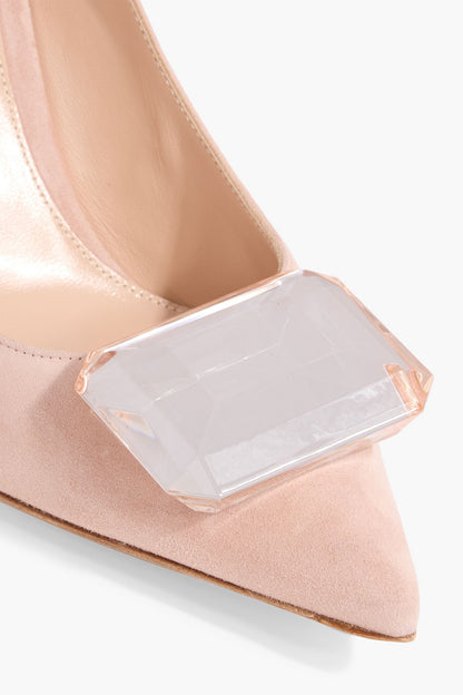 Gianvito Rossi Jaipur 85 Crystal-Embellished Suede Pumps Blush Women's